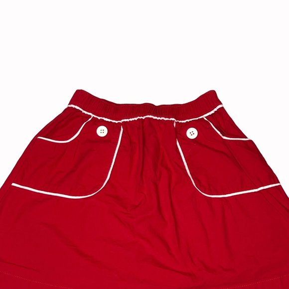 Hanna Anderson Girls Childs Skirt Size 130 Red White Contrast Stitching - Picture 2 of 12